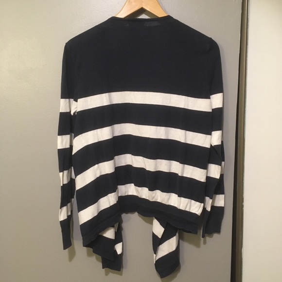 Ann Taylor LOFT striped waterfall open cardigan - Picture 2 of 4